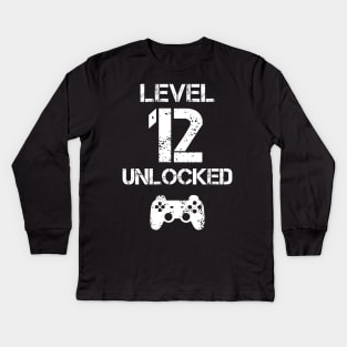 Level 12 Unlocked T-Shirt - 12th Birthday Gift Kids Long Sleeve T-Shirt